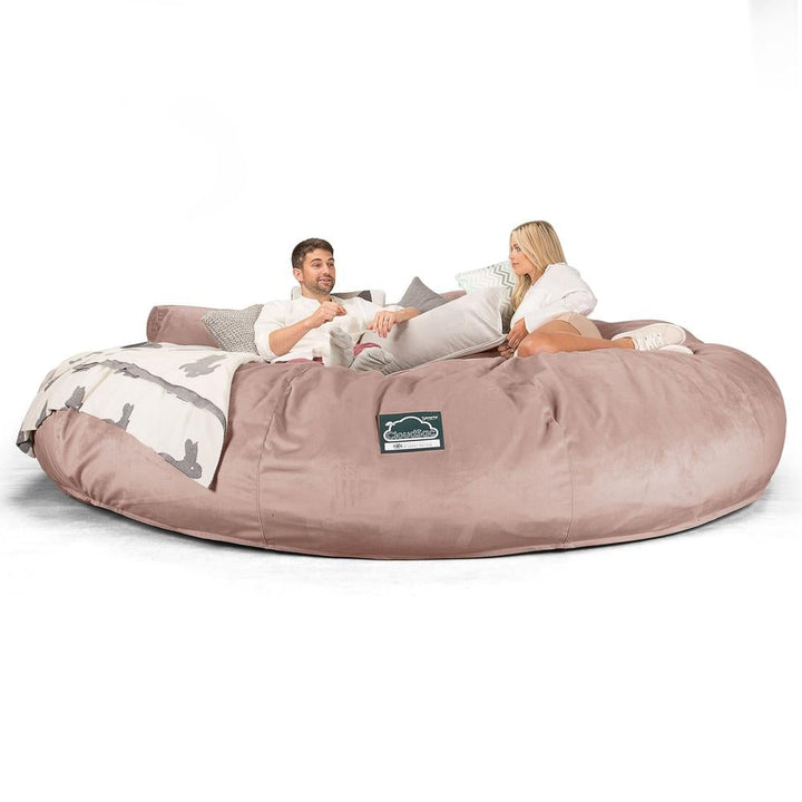 Lounge Pug, CloudSac 5000 XXXXXL, Gigantischer Memory-Schaum Sitzsacksofa, Schlafsofa, Samt Pink