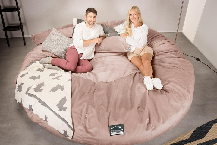 Lounge Pug, CloudSac 5000 XXXXXL, Gigantischer Memory-Schaum Sitzsacksofa, Schlafsofa, Samt Pink