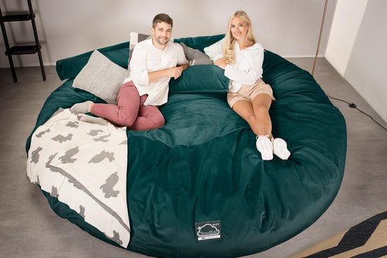 Lounge Pug, CloudSac 5000 XXXXXL, Gigantischer Memory-Schaum Sitzsacksofa, Schlafsofa, Samt Türkis