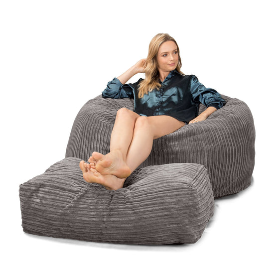 Lounge Pug, CloudSac 510 XL, XL Memory-Schaum Sitzsack, Cord Schiefergrau