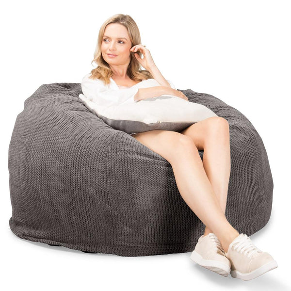 Lounge Pug, CloudSac 510 XL, XL Memory-Schaum Sitzsack, Pom-Pom Anthrazit