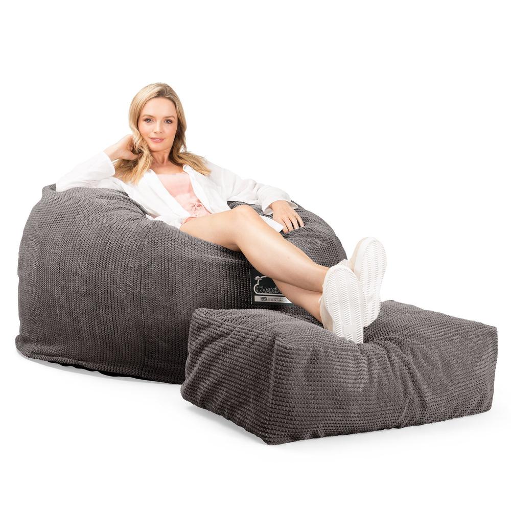 Lounge Pug, CloudSac 510 XL, XL Memory-Schaum Sitzsack, Pom-Pom Anthrazit