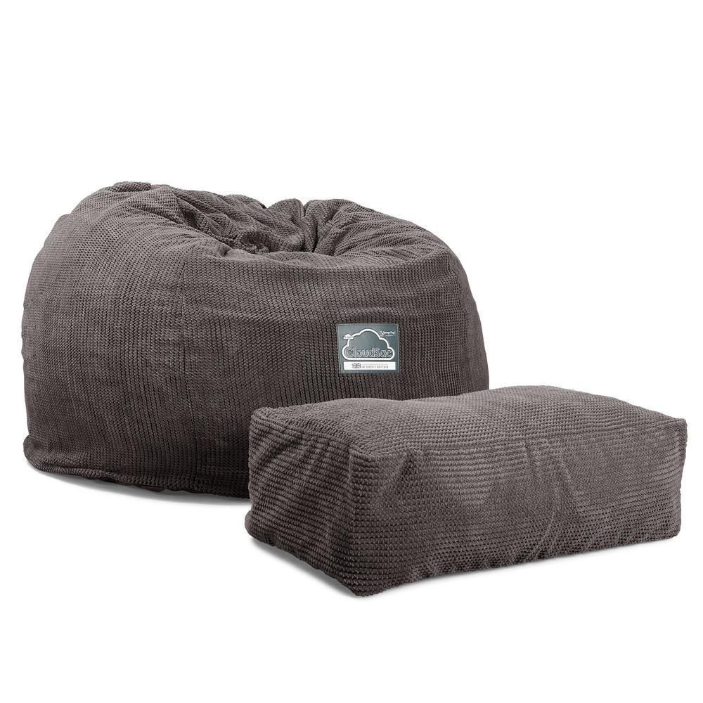 Lounge Pug, CloudSac 510 XL, XL Memory-Schaum Sitzsack, Pom-Pom Anthrazit