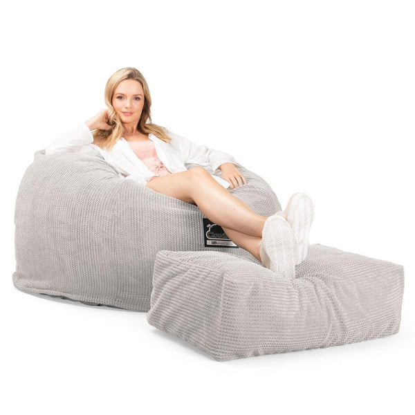 Lounge Pug, CloudSac 510 XL, XL Memory-Schaum Sitzsack, Pom-Pom Creme