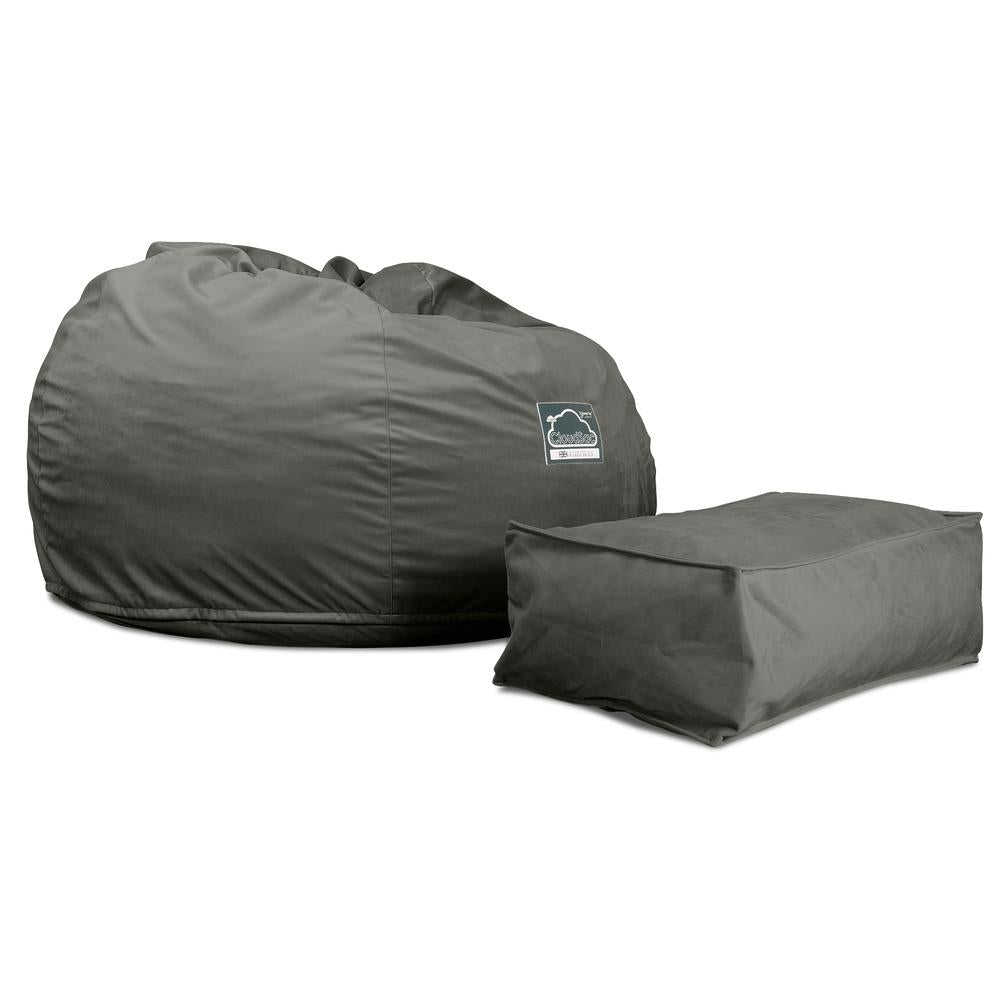 Lounge Pug, CloudSac 510 XL, XL Memory-Schaum Sitzsack, Samt Schiefergrau