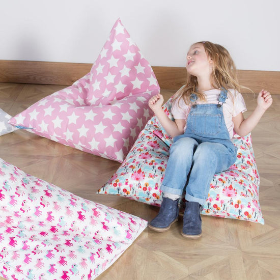 LOUNGE PUG, Kinder Sitzsack Gaming, Kindersessel, Druck Pink Star