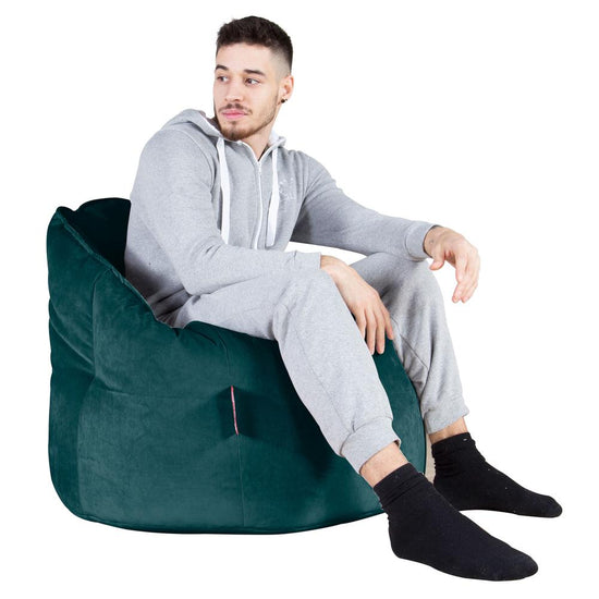 LOUNGE PUG, Sitzsack Kuschel Lounge Sessel, Schlafsofa, Samt Türkis