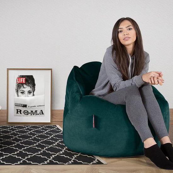 LOUNGE PUG, Sitzsack Kuschel Lounge Sessel, Schlafsofa, Samt Türkis