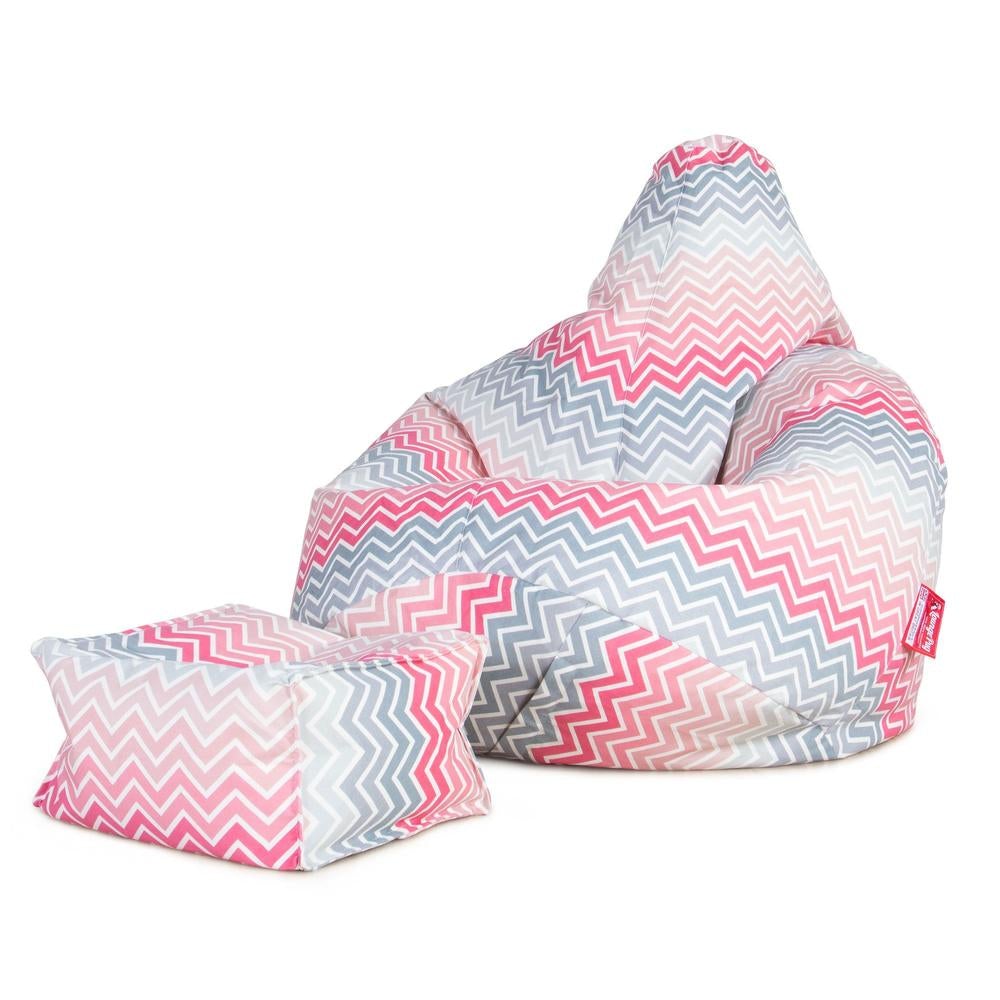 LOUNGE PUG - Fußhocker Pouf - Geometrische Druck Chevron  Pink