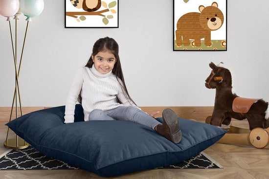 LOUNGE PUG, Sitzsack Kinder XL, Samt Marineblau