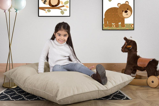 LOUNGE PUG, Sitzsack Kinder XL, Samt Nerzfarben