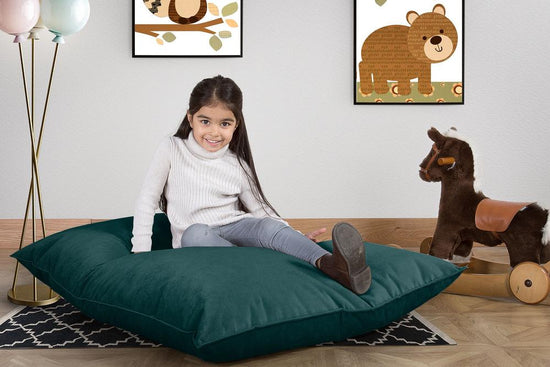 LOUNGE PUG, Sitzsack Kinder XL, Samt Türkis