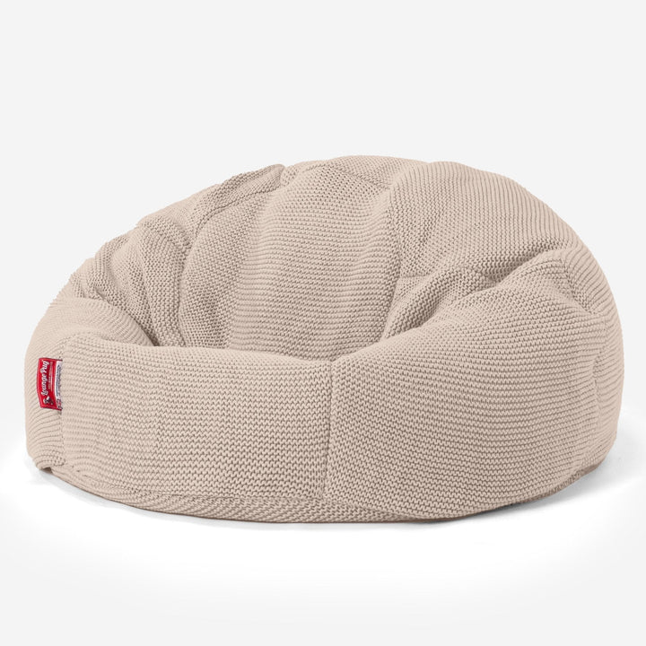 LOUNGE PUG - Ellos Gestrickter - Klassischer Sitzsack Sessel - Creme