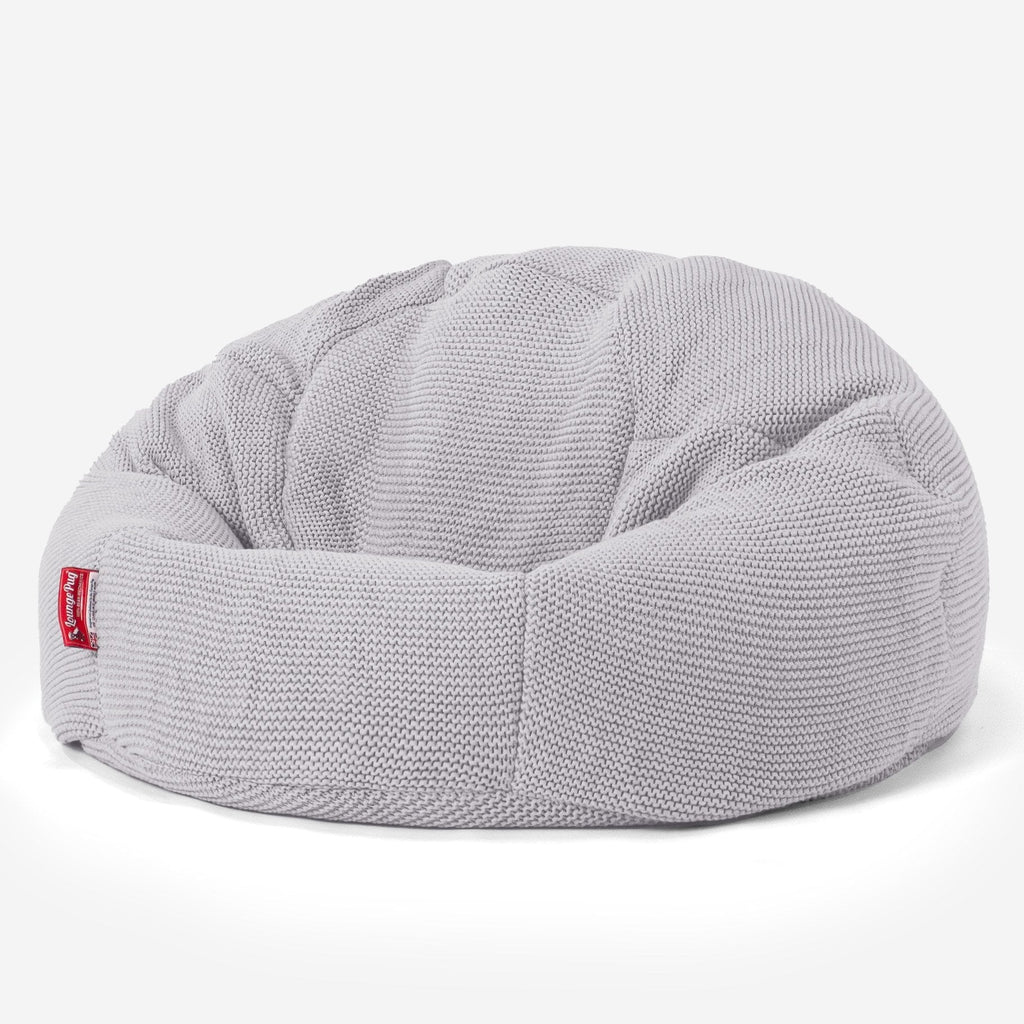 LOUNGE PUG - Ellos Gestrickter - Klassischer Sitzsack Sessel - Hellgrau
