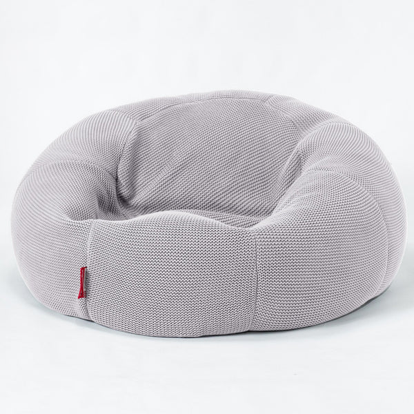 LOUNGE PUG - Sitzsack Sofa - Relaxsessel - Ellos Gestrickter Hellgrau