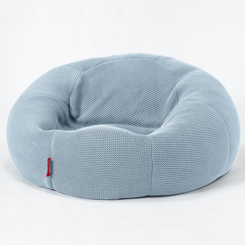 LOUNGE PUG - Sitzsack Sofa - Relaxsessel - Ellos Gestrickter Misty Blau