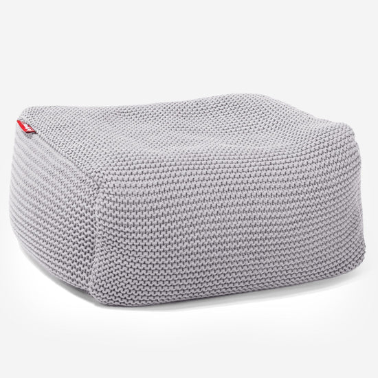 LOUNGE PUG - Fußhocker Pouf - Ellos Gestrickter Hellgrau