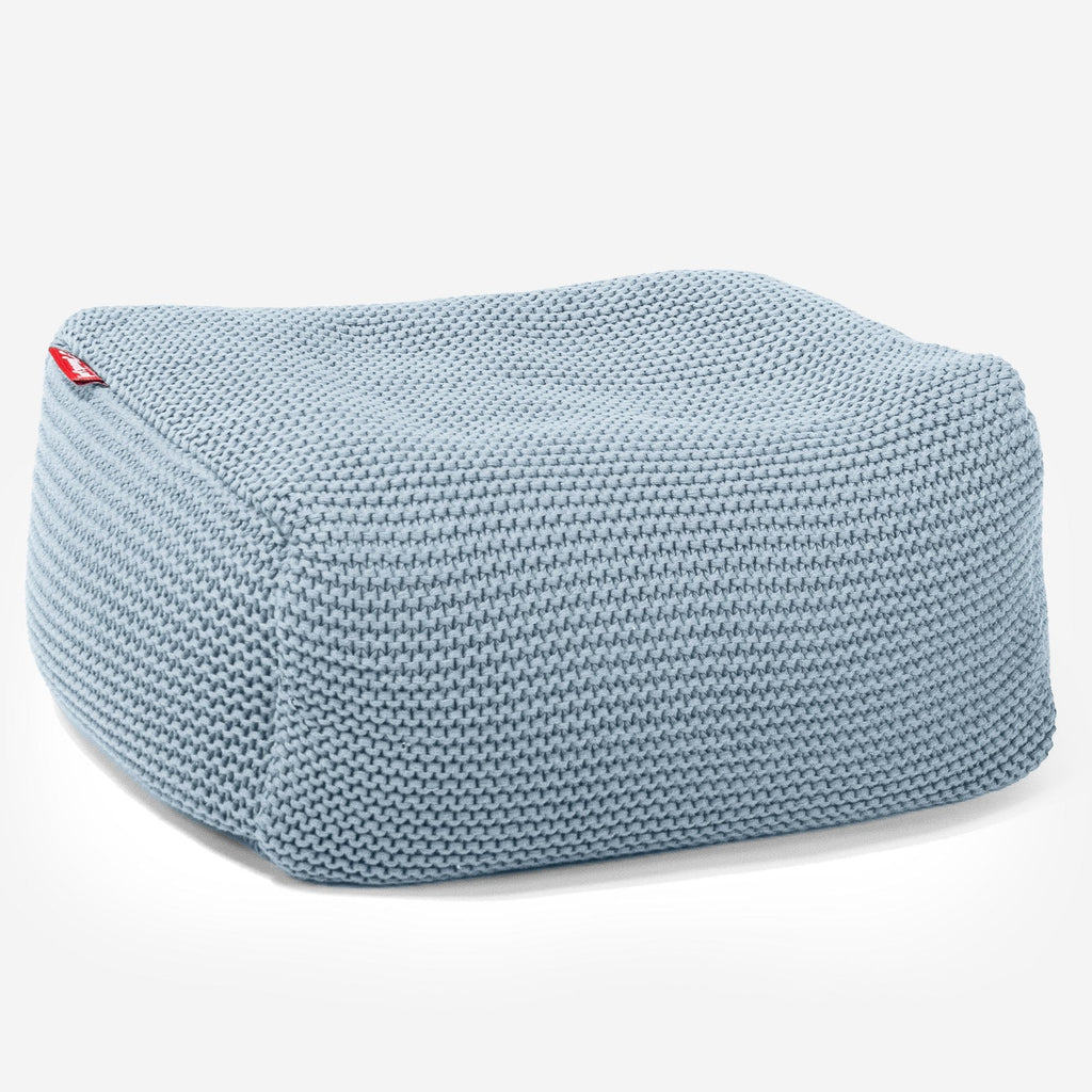 LOUNGE PUG - Fußhocker Pouf - Ellos Gestrickter Misty Blau