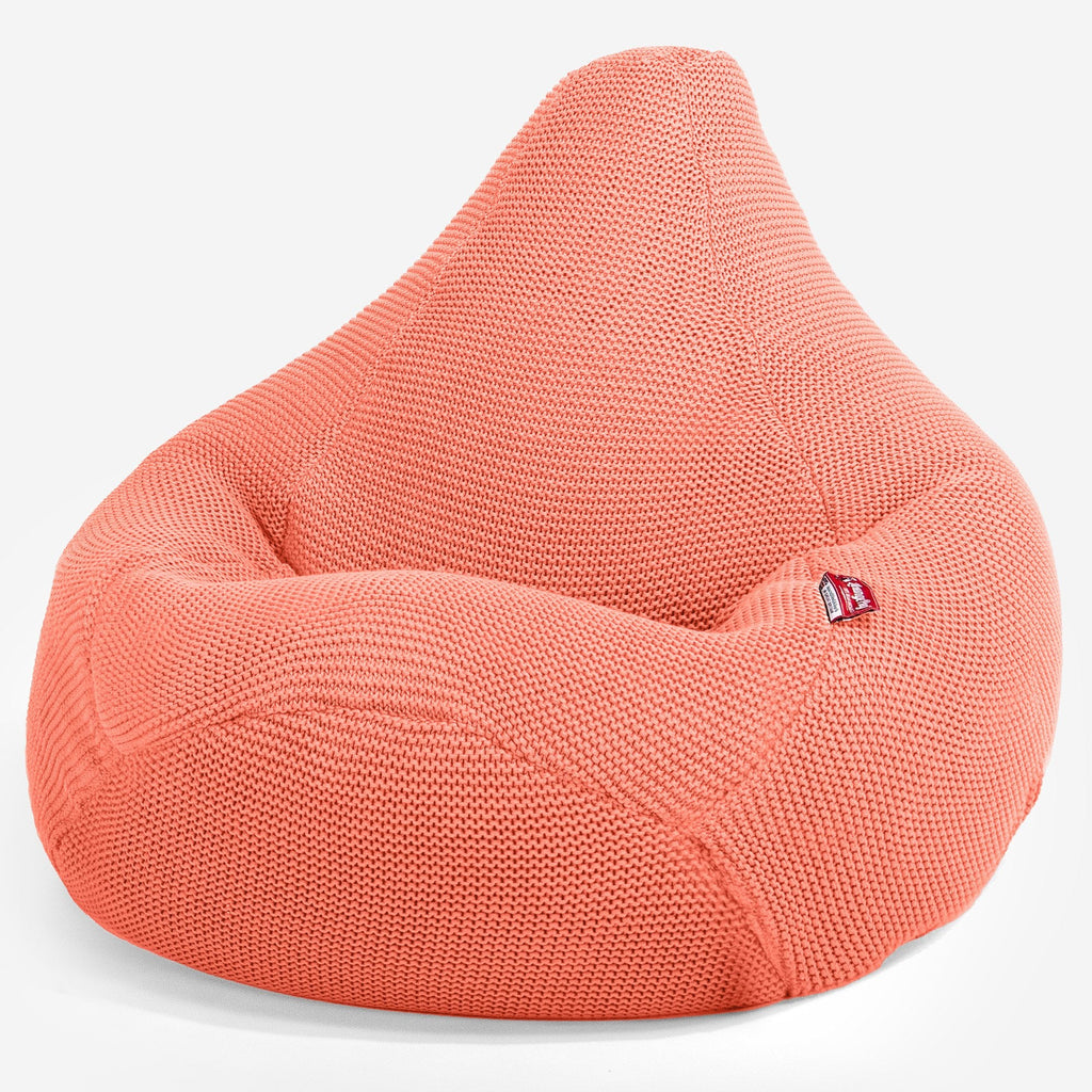 LOUNGE PUG - Gaming Sitzsack Sessel - Ellos Gestrickter Koralle