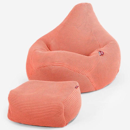 LOUNGE PUG - Gaming Sitzsack Sessel - Ellos Gestrickter Koralle
