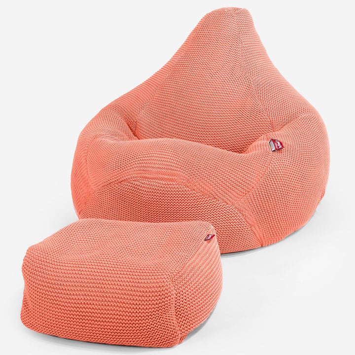 LOUNGE PUG - Gaming Sitzsack Sessel - Ellos Gestrickter Koralle