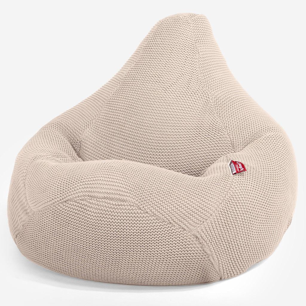 LOUNGE PUG - Gaming Sitzsack Sessel - Ellos Gestrickter Creme