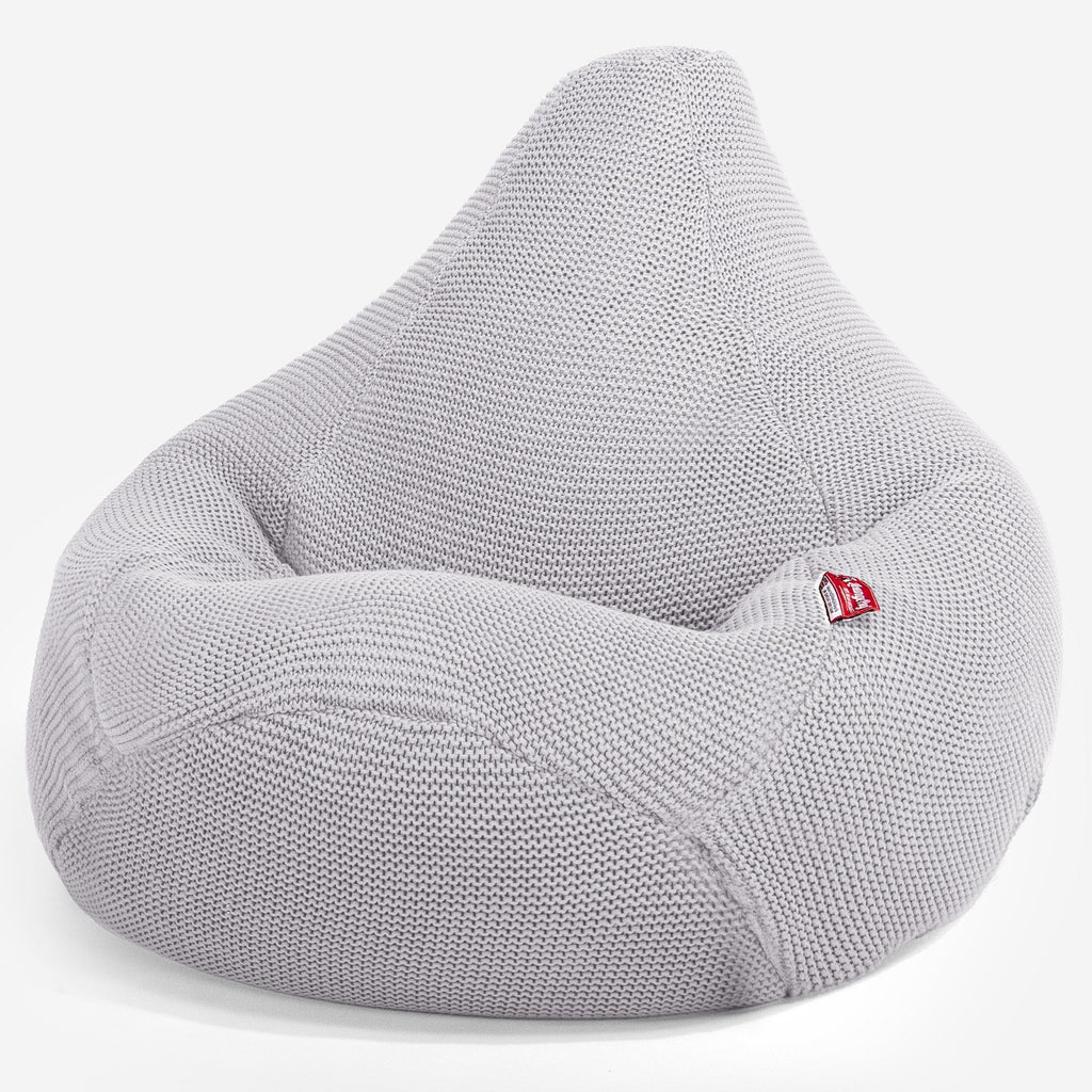 LOUNGE PUG - Gaming Sitzsack Sessel - Ellos Gestrickter Hellgrau