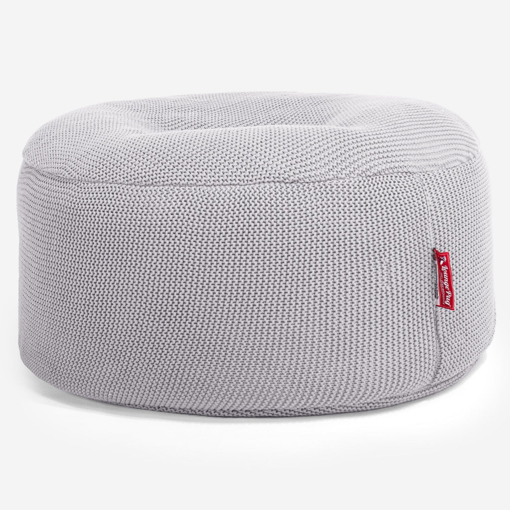 LOUNGE PUG - Sitzhocker Pouf - Sitzpouf - Ellos Gestrickter Hellgrau