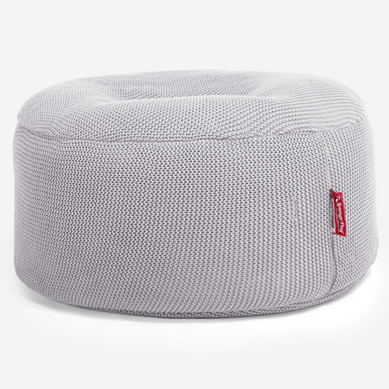 LOUNGE PUG - Sitzhocker Pouf - Sitzpouf - Ellos Gestrickter Hellgrau