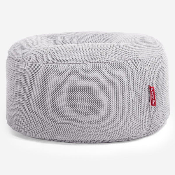 LOUNGE PUG - Sitzhocker Pouf - Sitzpouf - Ellos Gestrickter Hellgrau