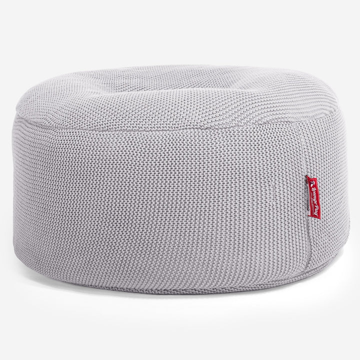 LOUNGE PUG - Sitzhocker Pouf - Sitzpouf - Ellos Gestrickter Hellgrau