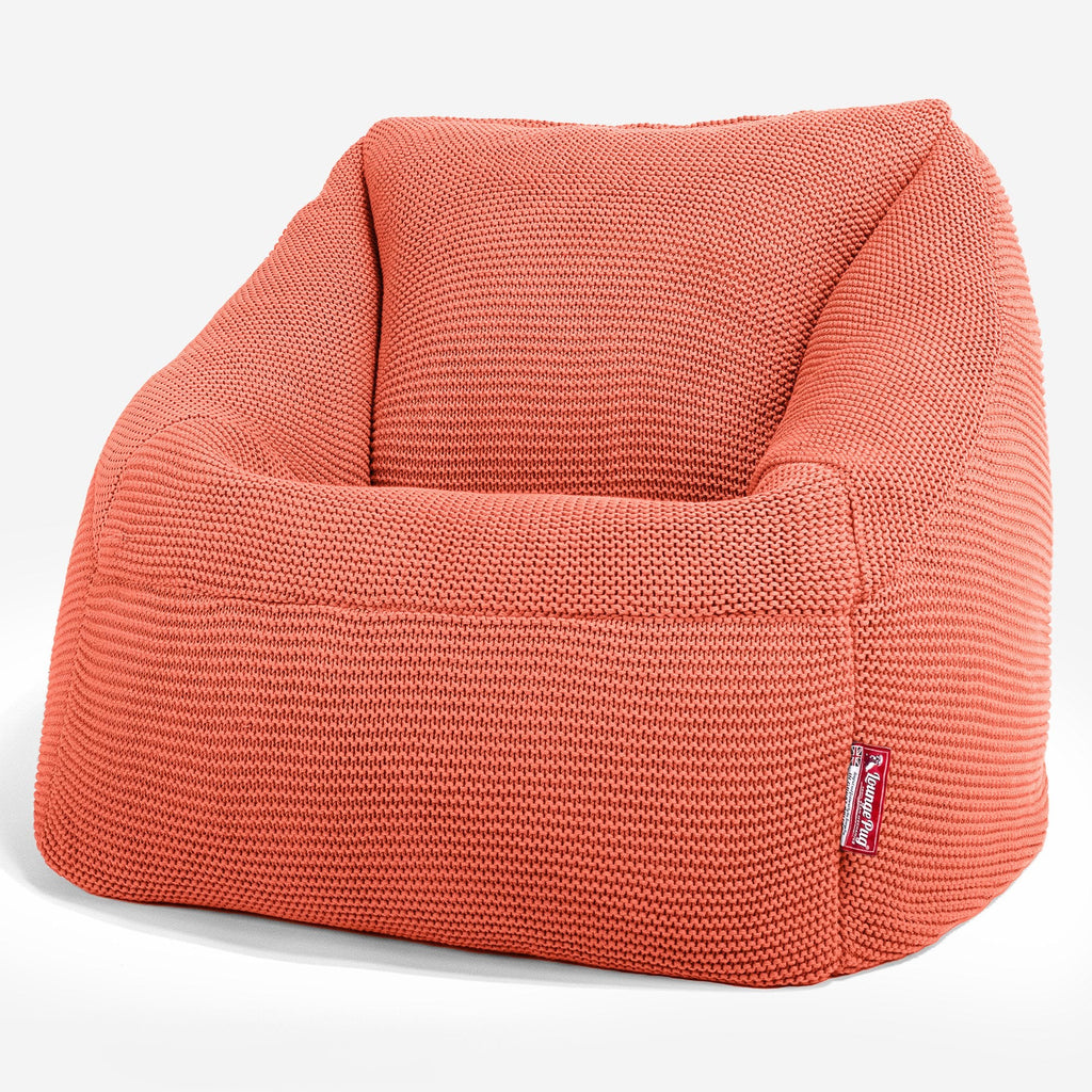 Lounge Pug - Ellos Gestrickter - Nautilus Sitzsack Sessel - Sitzsack Ohrensessel - Koralle