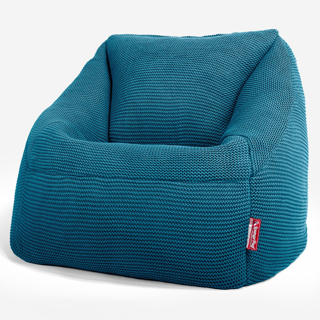 Lounge Pug - Ellos Gestrickter - Nautilus Sitzsack Sessel - Sitzsack Ohrensessel - Türkis