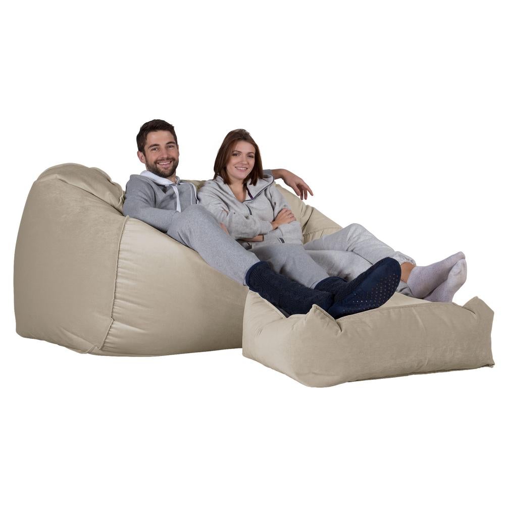 LOUNGE PUG, Riesen Sitzsack Couch, Sitzsack Sofa, Samt Nerzfarben
