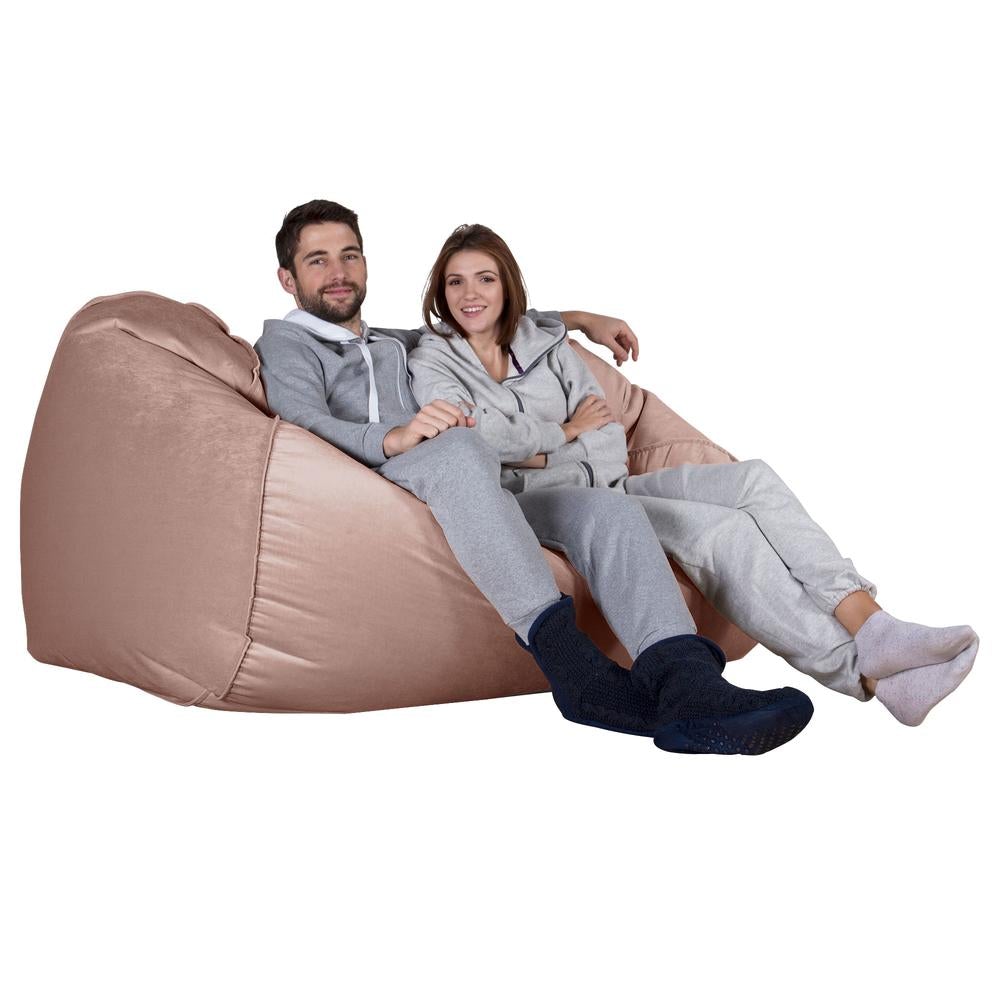 LOUNGE PUG, Riesen Sitzsack Couch, Sitzsack Sofa, Samt Pink