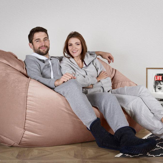 LOUNGE PUG, Riesen Sitzsack Couch, Sitzsack Sofa, Samt Pink