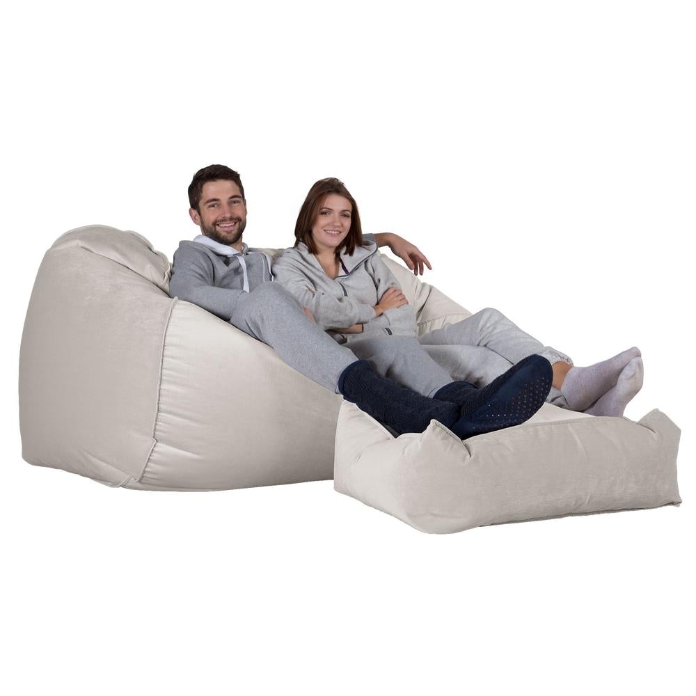 LOUNGE PUG, Riesen Sitzsack Couch, Sitzsack Sofa, Samt Silber