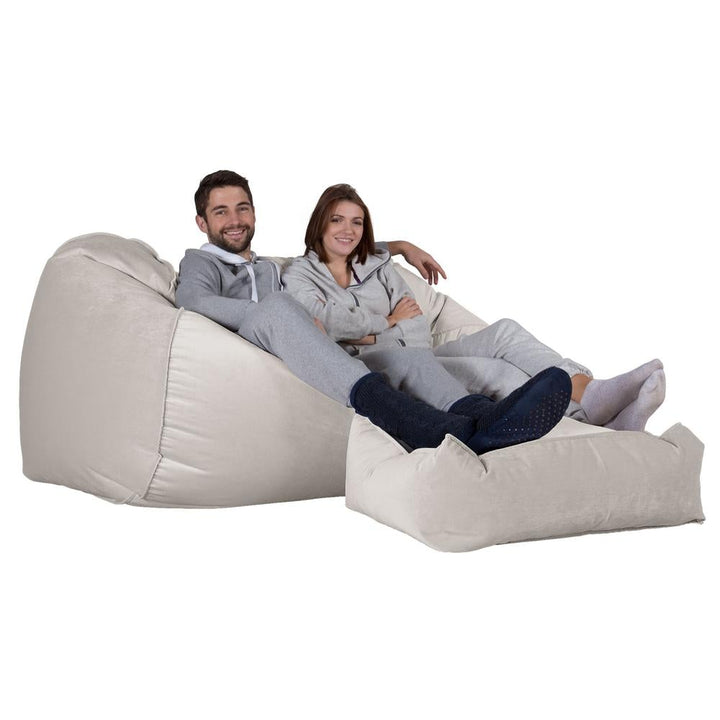 LOUNGE PUG, Riesen Sitzsack Couch, Sitzsack Sofa, Samt Silber