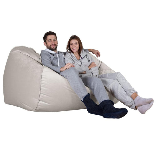 LOUNGE PUG, Riesen Sitzsack Couch, Sitzsack Sofa, Samt Silber