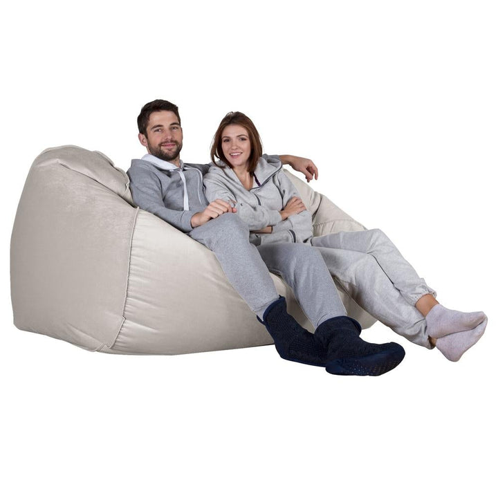 LOUNGE PUG, Riesen Sitzsack Couch, Sitzsack Sofa, Samt Silber