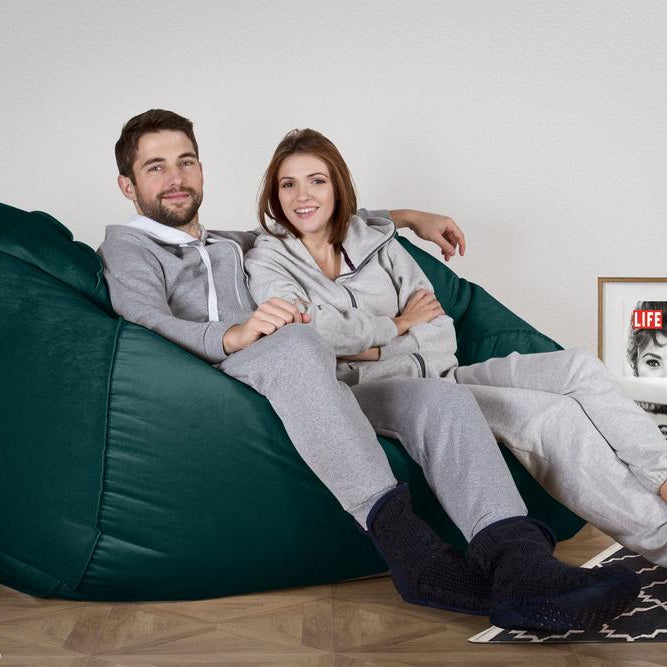 LOUNGE PUG, Riesen Sitzsack Couch, Sitzsack Sofa, Samt Türkis