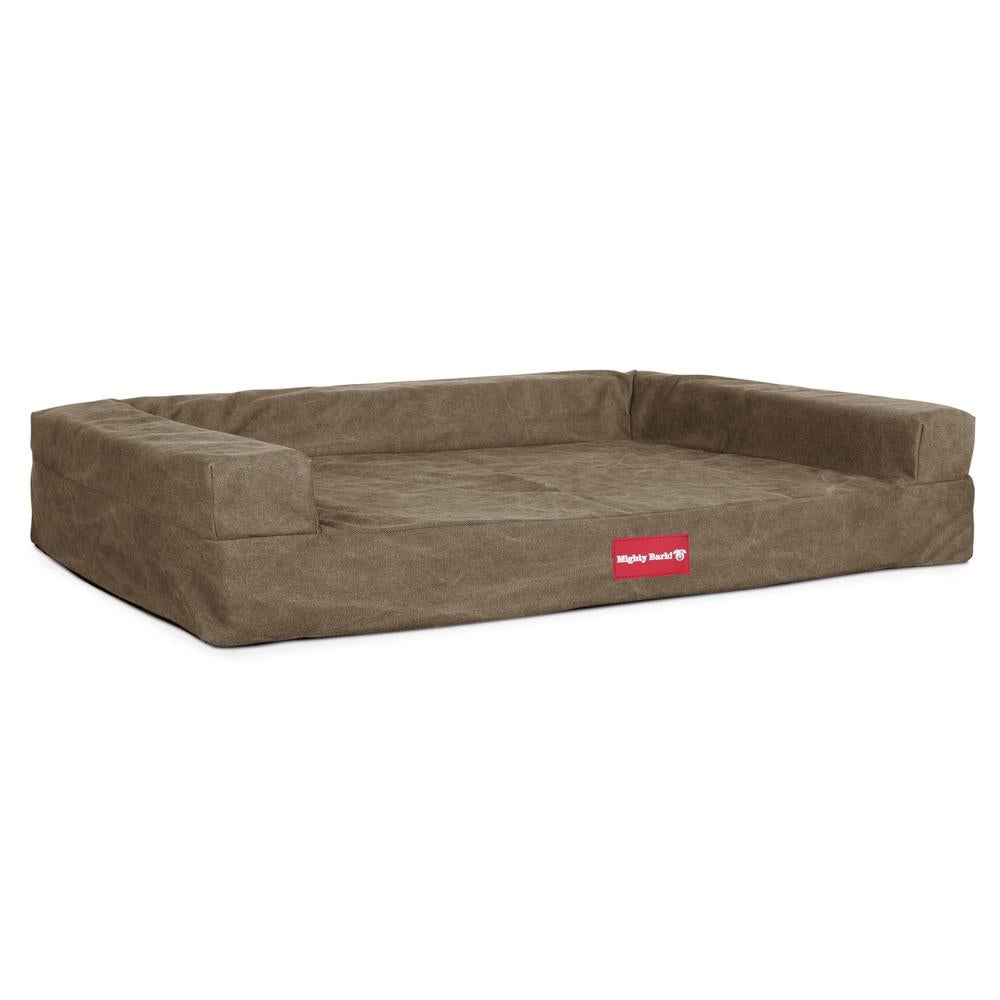 "Die Hundecouch Von Mighty-Bark" Orthopädische Hundesofa, Hundecouch, Klein - XXL - Stonewashed-stoff Erde
