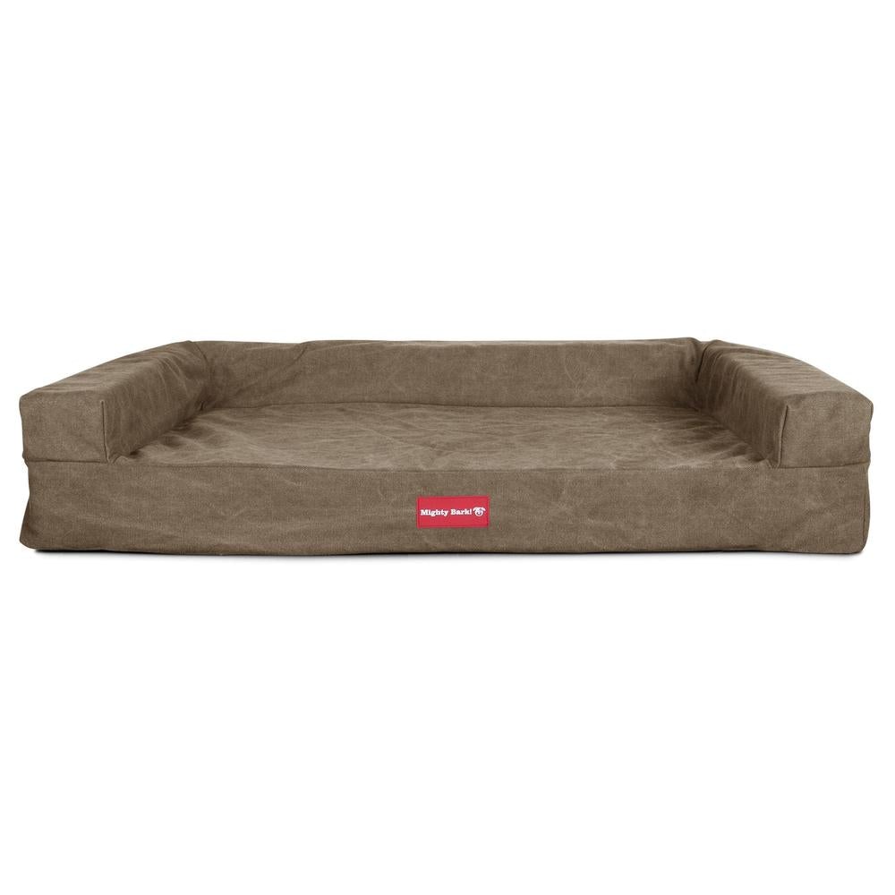 "Die Hundecouch Von Mighty-Bark" Orthopädische Hundesofa, Hundecouch, Klein - XXL - Stonewashed-stoff Erde