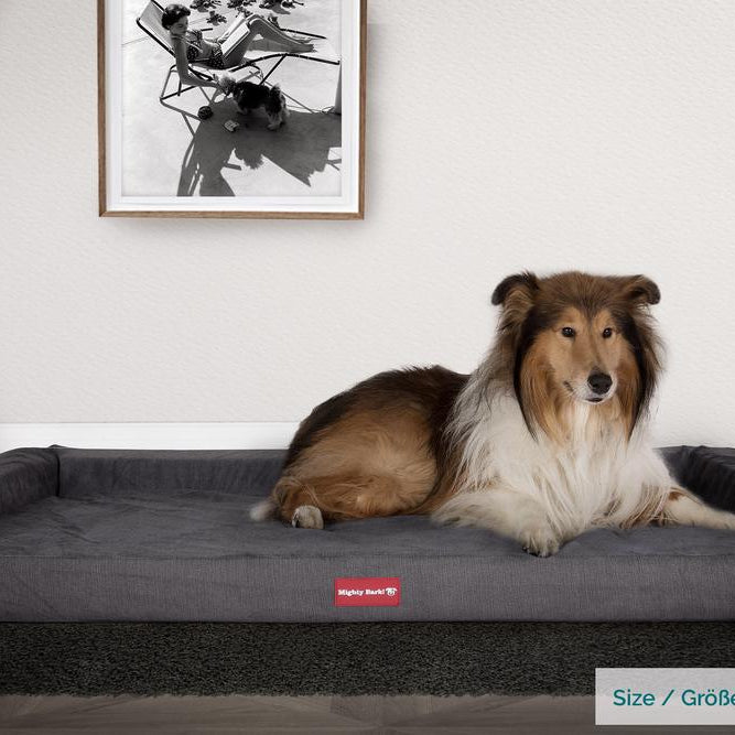 "Die Hundecouch Von Mighty-Bark" Orthopädische Hundesofa, Hundecouch, Klein - XXL - Chenillegewebe Graphit