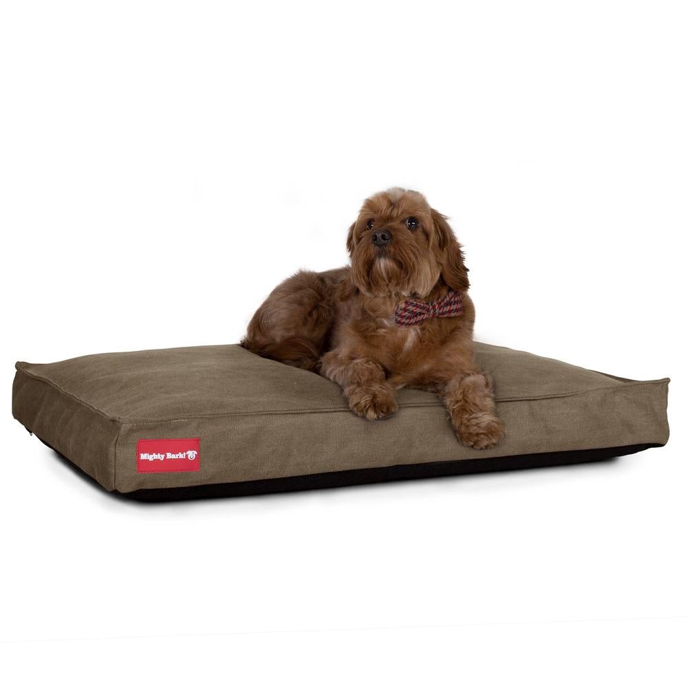 "Die Matratze Von Mighty-Bark" - Orthopädische Hundekissen, Hundebett, Klein - XXL - Stonewashed-stoff Erde