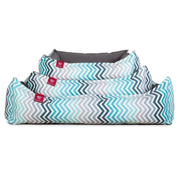 "Das Nest Von Mighty-Bark" - Orthopädische Hundekörbchen, Hundebett, Hundesofa, Klein - XXL - Geometrisches Druck Blau