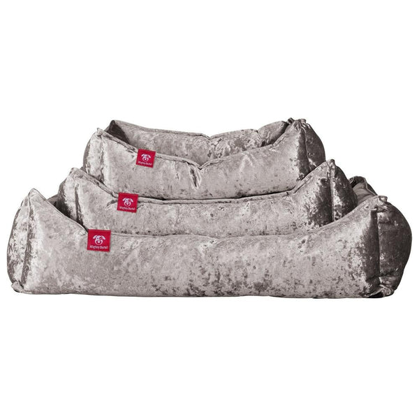 "Das Nest Von Mighty-Bark" - Orthopädische Hundekörbchen, Hundebett, Hundesofa, Klein - XXL - Glanz Silber
