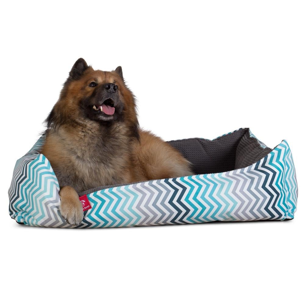 "Das Nest Von Mighty-Bark" - Orthopädische Hundekörbchen, Hundebett, Hundesofa, Klein - XXL - Geometrisches Druck Blau