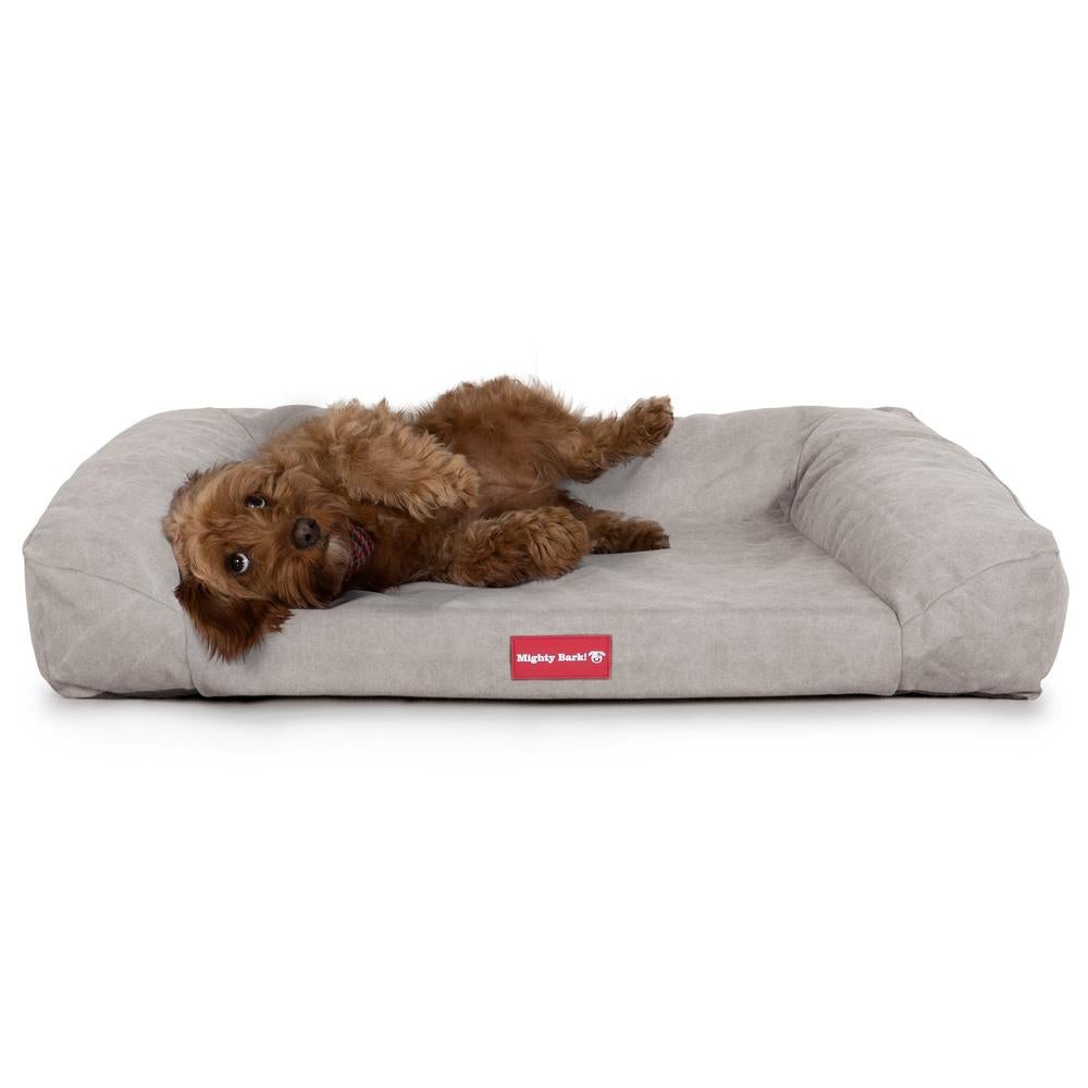 "Das Sofa Von Mighty-Bark" - Orthopädische Hundesofa, Hundebett,  Klein - XXL - Stonewashed-stoff Grau