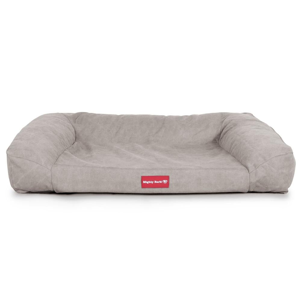 "Das Sofa Von Mighty-Bark" - Orthopädische Hundesofa, Hundebett,  Klein - XXL - Stonewashed-stoff Grau